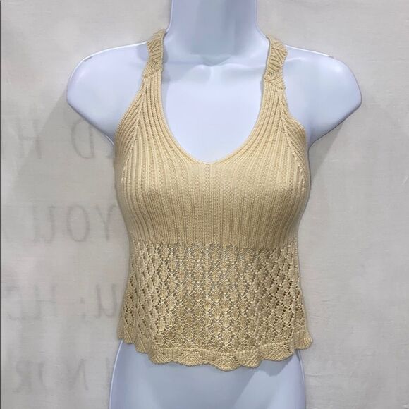 Derek Heart Tops - Derek Heart Elegant Cream Knit Tank Top Scalloped Detail Size Large
